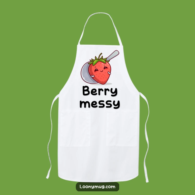 Funny Blushing Strawberry Spoon Apron - Cute & Hilarious Kitchen Gift
