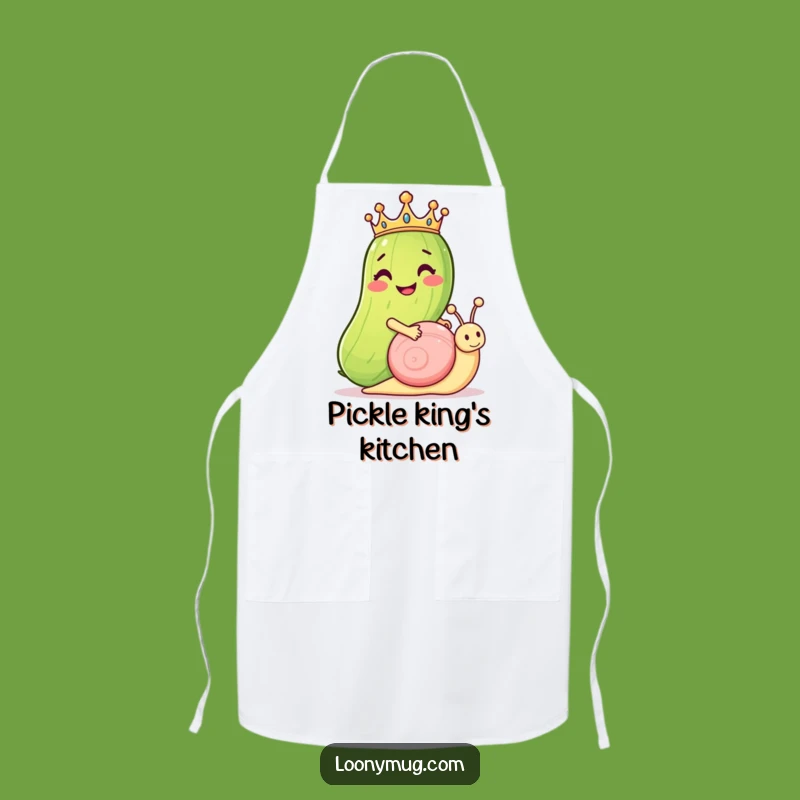 Funny Pickle Chef Apron: Royal Snail Rider, Humorous Kitchen Gift