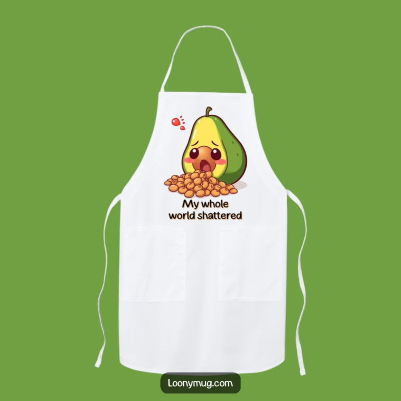 Funny Shocked Avocado Seeds Spill Apron - Kitchen Humor for Avocado Lovers