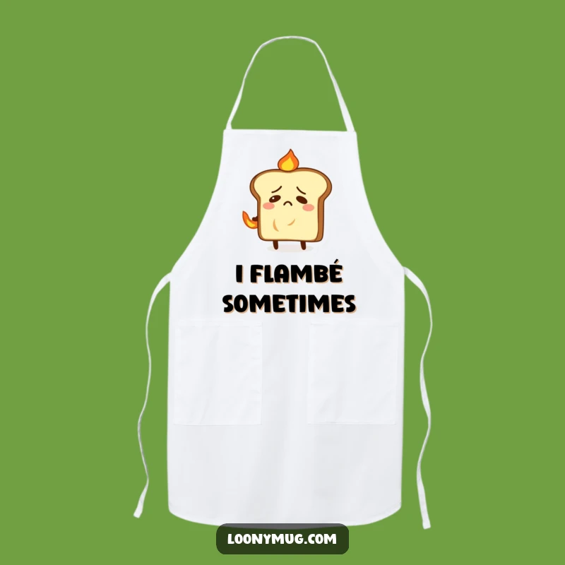 Funny Nervous Toast Fire Apron - Cook with Caution & Chuckles