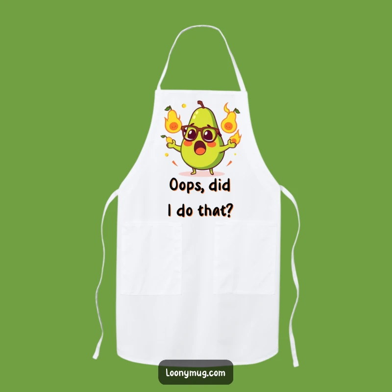 Funny Surprised Avocado Juggling Flaming Pears Apron - Kitchen Laughs Guaranteed