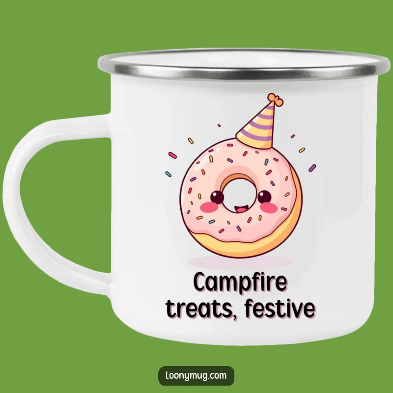 Funny Donut Party Camping Mug: Durable Cheerful Juggling Sprinkles Drinkware