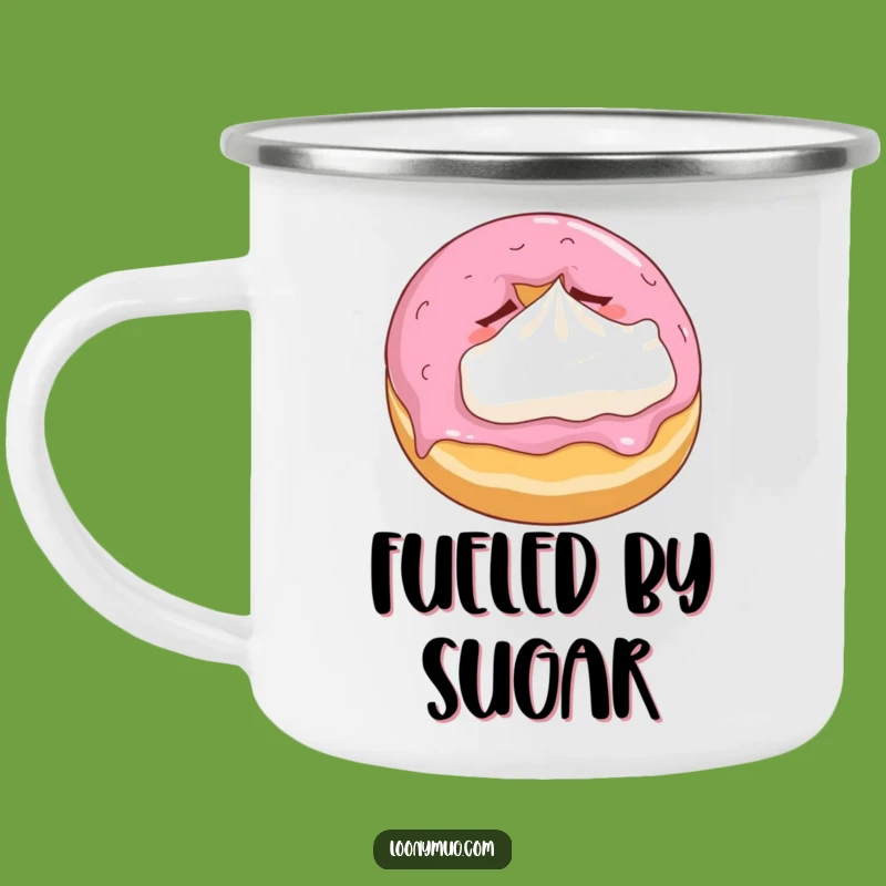 Funny Sleepy Donut Camping Mug - Rustic Pastry Drinkware for Outdoor Fun