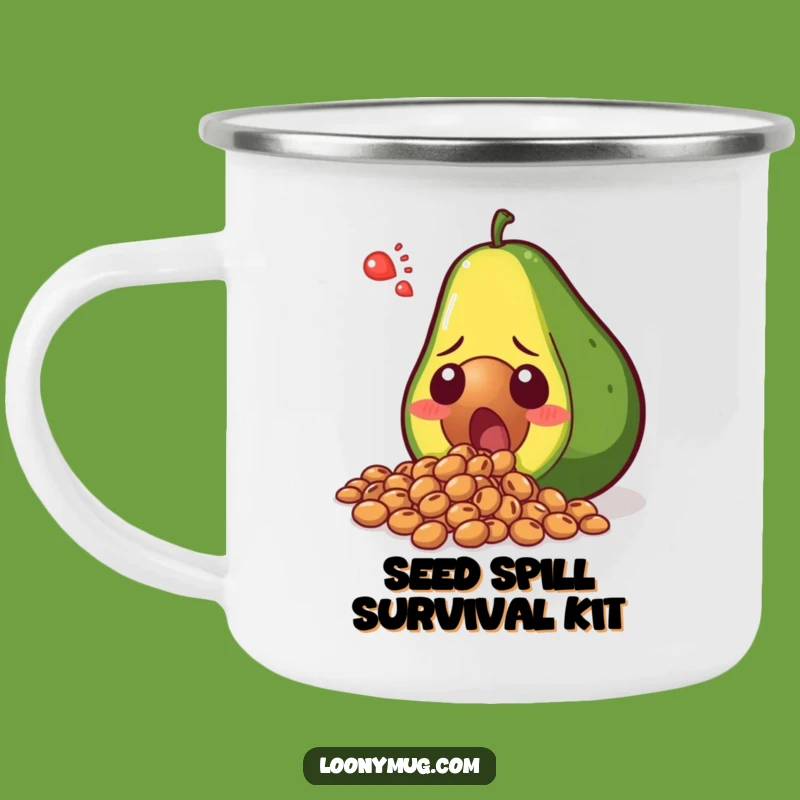 Funny Shocked Avocado Seeds Spill Camping Mug - Outdoor Humor for Adventures!