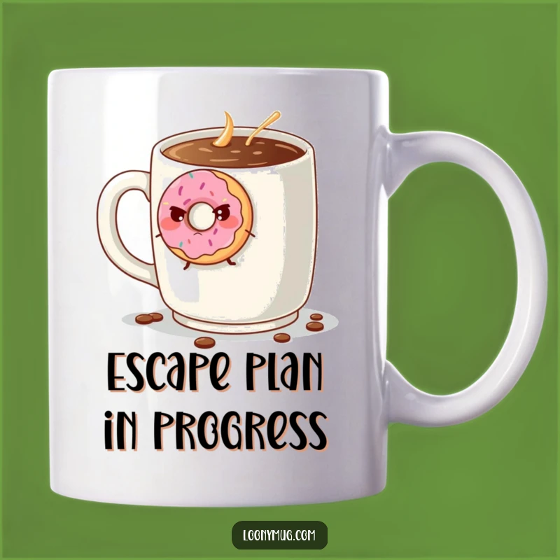 Funny Grumpy Donut Escape Mug - Hilarious Coffee Lover's Perfect Gift!