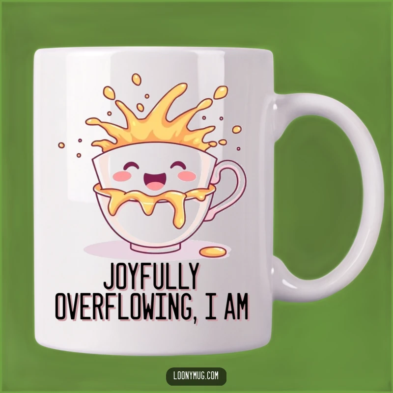 Funny Cheerful Teacup Mug - Joyful Spill Explosion Gift Mug