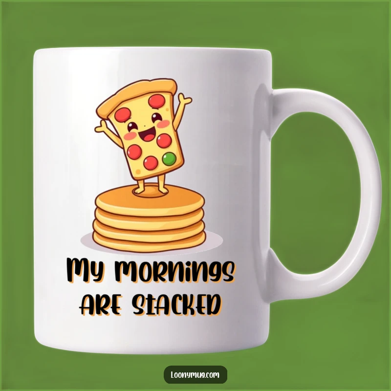 Funny Pizza Pancake Handstand Mug: Hilarious Breakfast Character Gift Idea