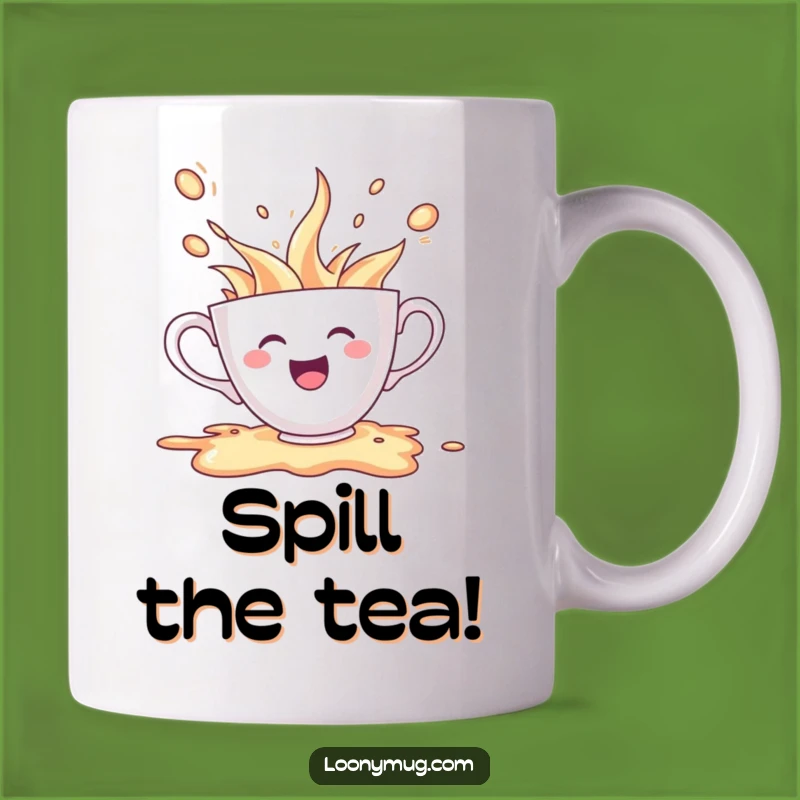 Funny Cheerful Teacup Spill Mug: A Hilarious Gift for Enthusiastic Drinkers
