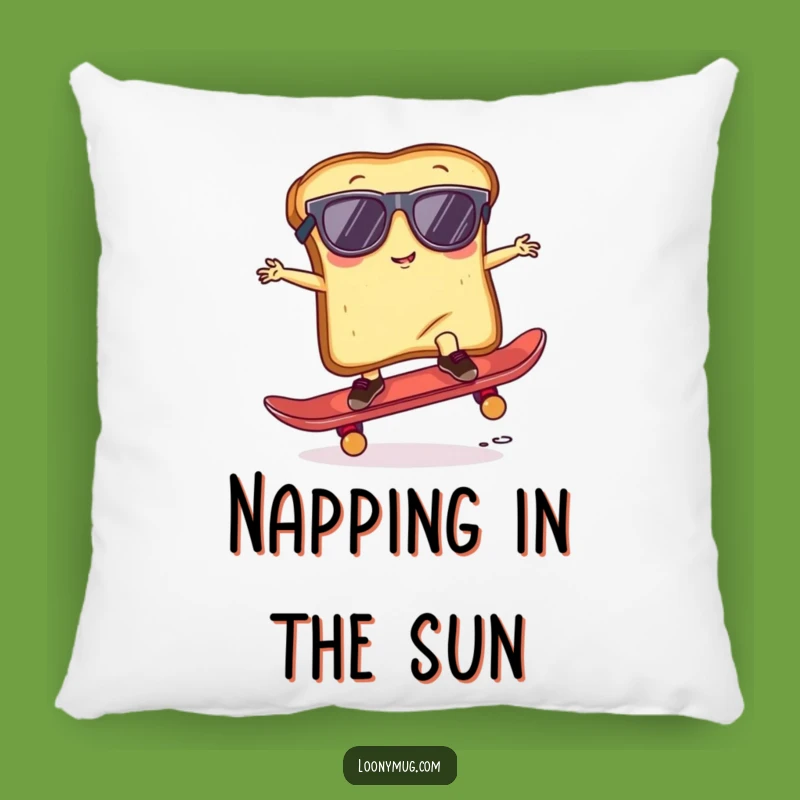 Comforting Funny Toast Pillow - Soft Skater Bread Accent
