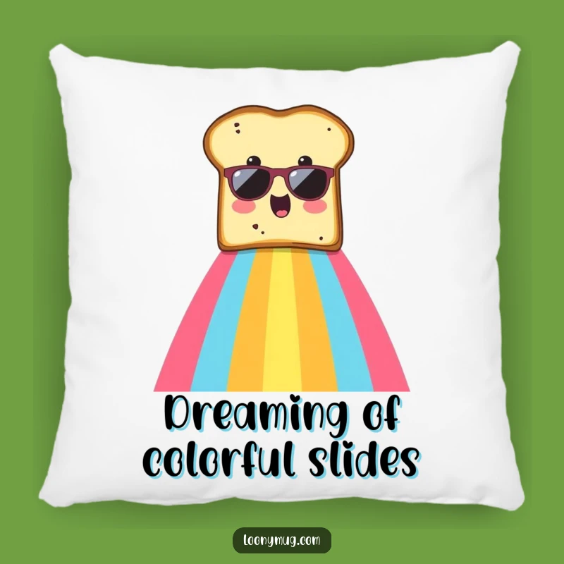 Funny Toast Rainbow Pillow: Cozy Surprised Toast Accent Pillow Gift