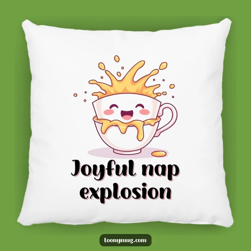 Funny Cheerful Teacup Pillow - Cozy Spill Explosion Accent Pillow