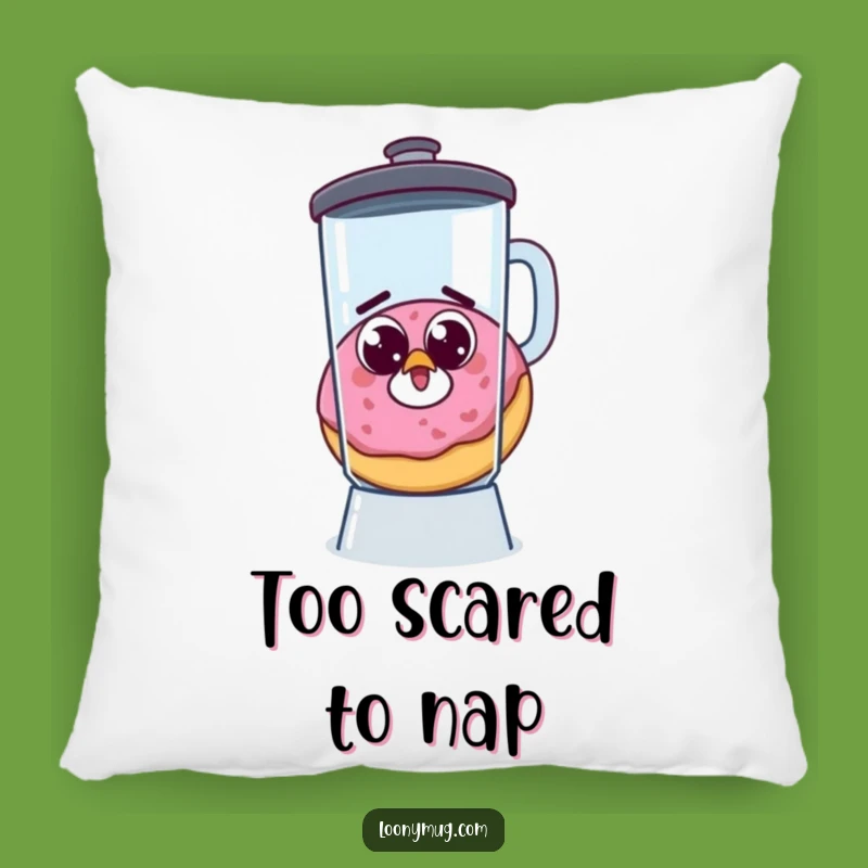 Funny Startled Donut Escaping Blender Pillow - Comfy & Comedic Comfort