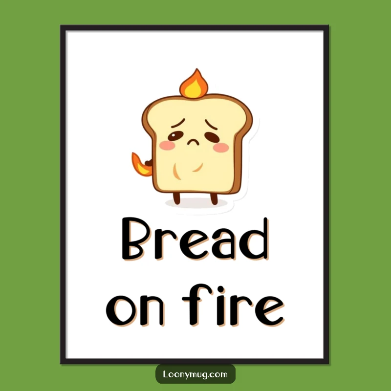 Funny Nervous Toast Fire Digital Art Print - Instant Humor