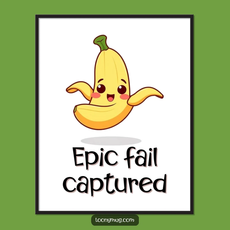 Funny Slipping Banana Digital Art Print: Instant Hilarious Decor for a Laugh