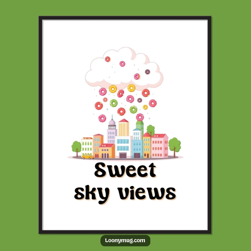Funny Donut Cloud Digital Art: Instant Sweet Whimsy for Your Walls