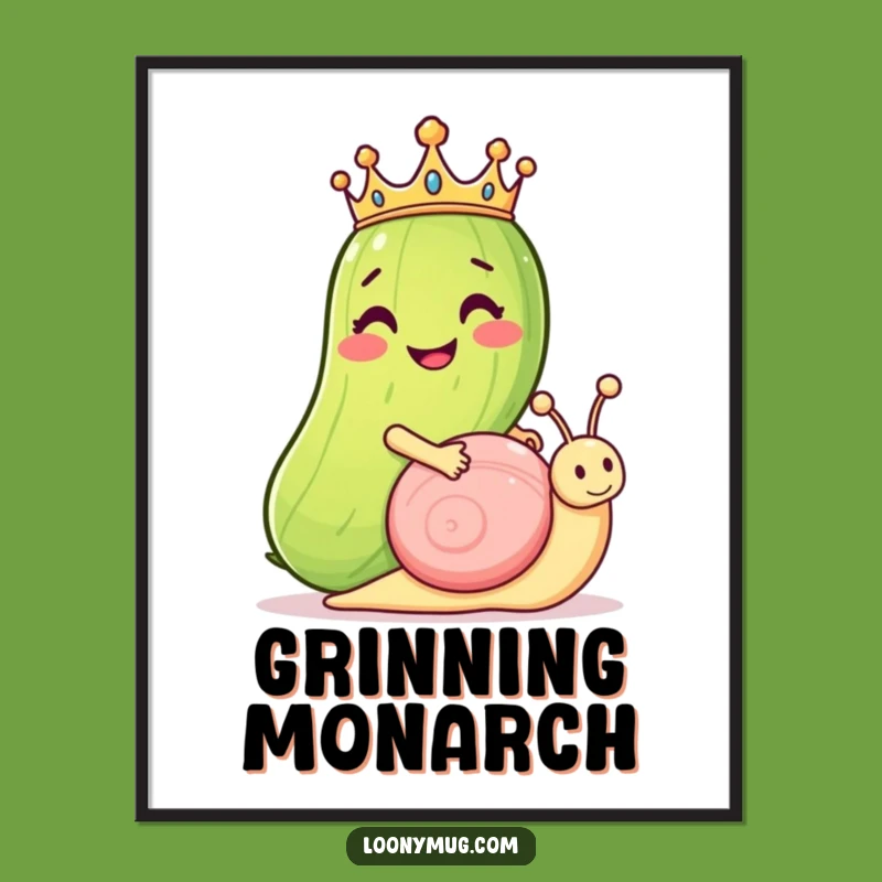 Funny Pickle Digital Art: Royal Snail Rider, Quirky Print Download