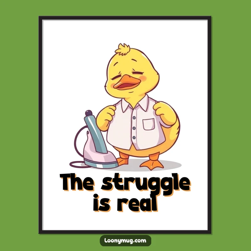 Funny Rubber Duck Ironing Digital Art Print: Instant Hilarious Decor for Any Room