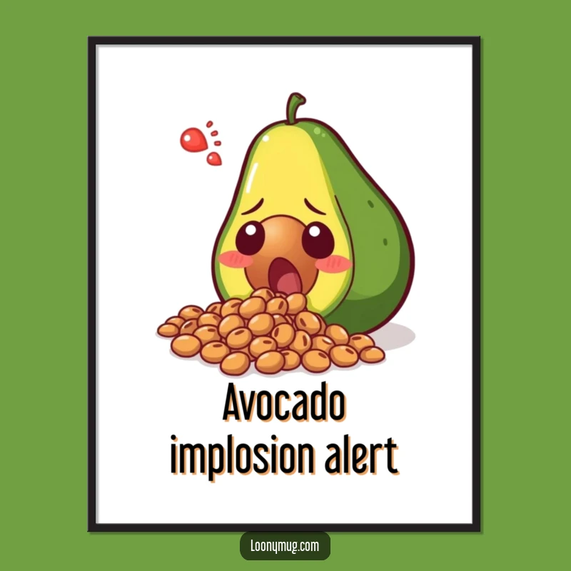 Funny Shocked Avocado Seeds Spill Digital Art - Instant Hilarious Download!