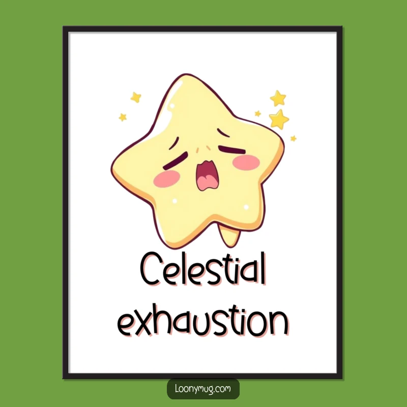 Funny Sleepy Star Digital Print: Yawning Character Art for Dreamy Spaces