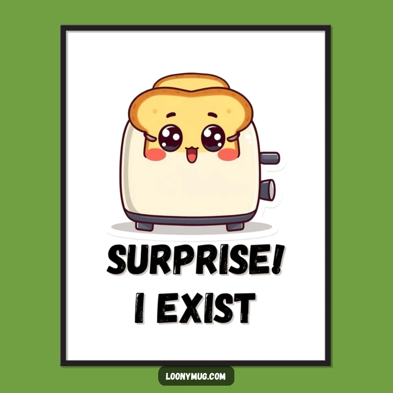 Funny Surprised Toast Digital Art - Hilarious Breakfast Character Print