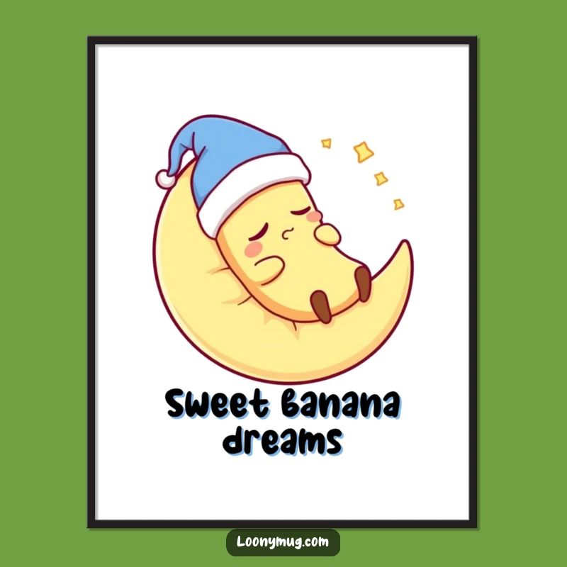 Funny Sleepy Banana Digital Art: Instant Hilarious Sleepy Decor Download