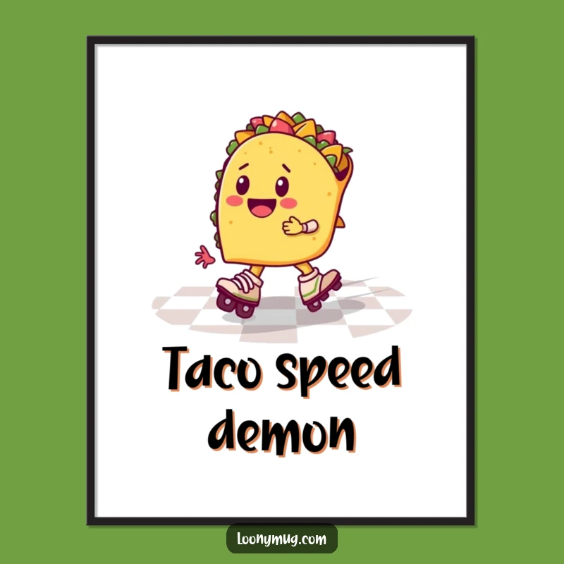 Funny Taco Roller Skates Digital Art: Instant Hilarious Decor Download