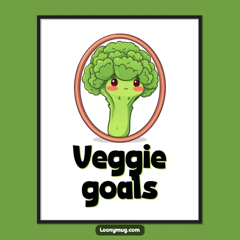 Funny Proud Broccoli Mirror Digital Art - Hilarious Veggie Decor Gift