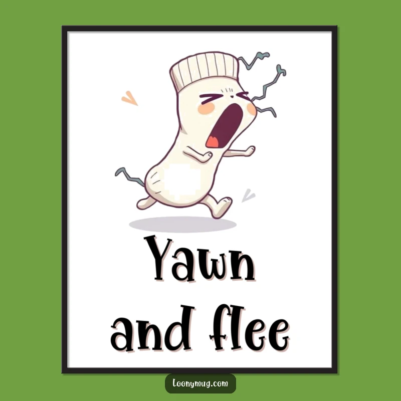 Funny Sock Digital Art: Lint Monster Chase, Hilarious Print Download