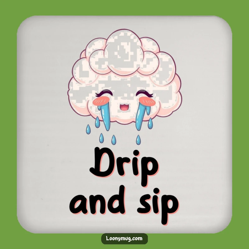 Funny Cloud Rainbow Tears Coaster: Protect Surfaces with Whimsical, Joyful Art