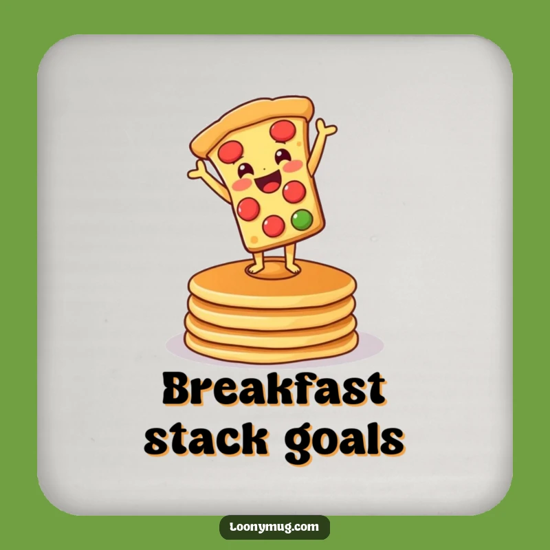 Funny Pizza Pancake Handstand Coaster: Protect Surfaces Comical Breakfast Style