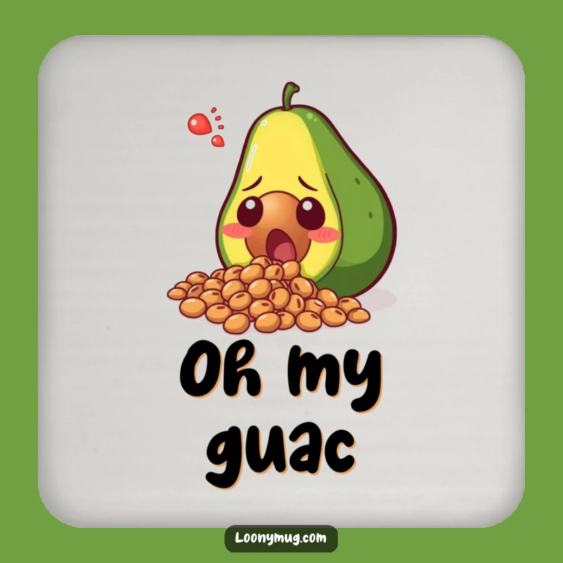 Funny Shocked Avocado Seeds Spill Coaster - Protect Surfaces with Humorous Art