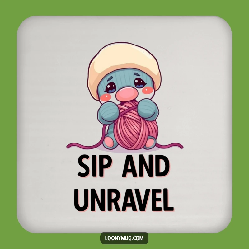 Funny Sock Puppet Yarn Feast Coaster - Protect Surfaces!