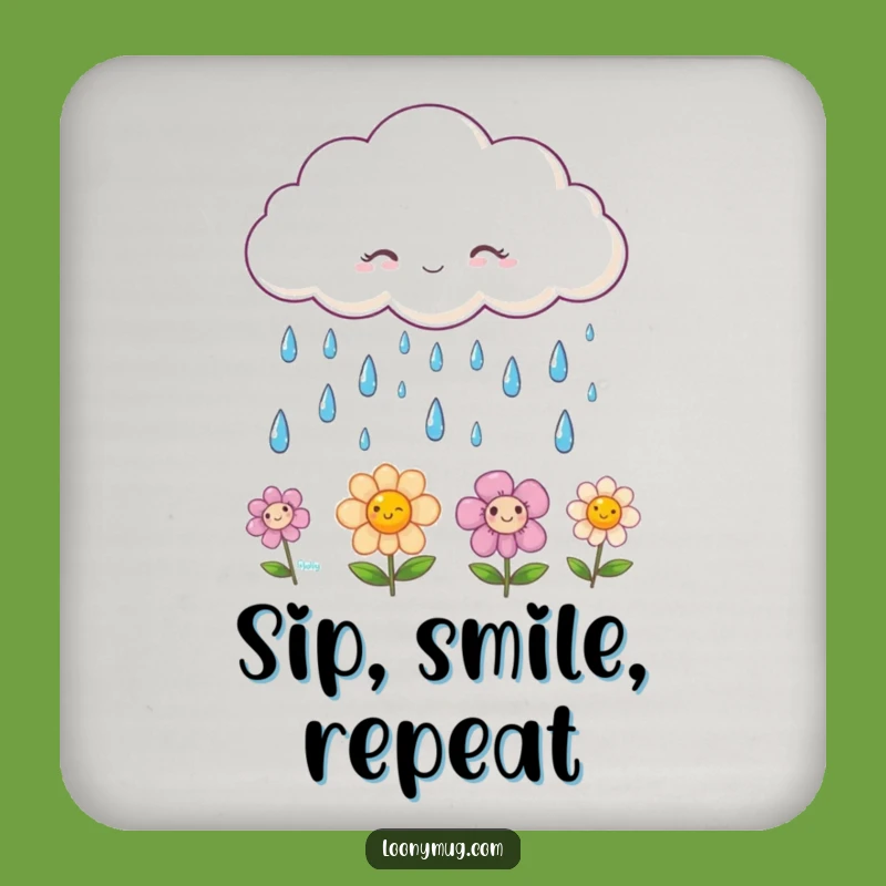 Funny Flower Coaster: Protect Surfaces with Smiling Raindrops