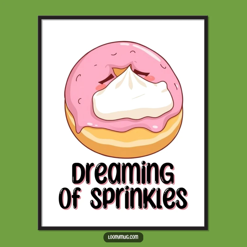Funny Sleepy Donut Poster - Whimsical Pastry Art for Sweet Bedroom Decor
