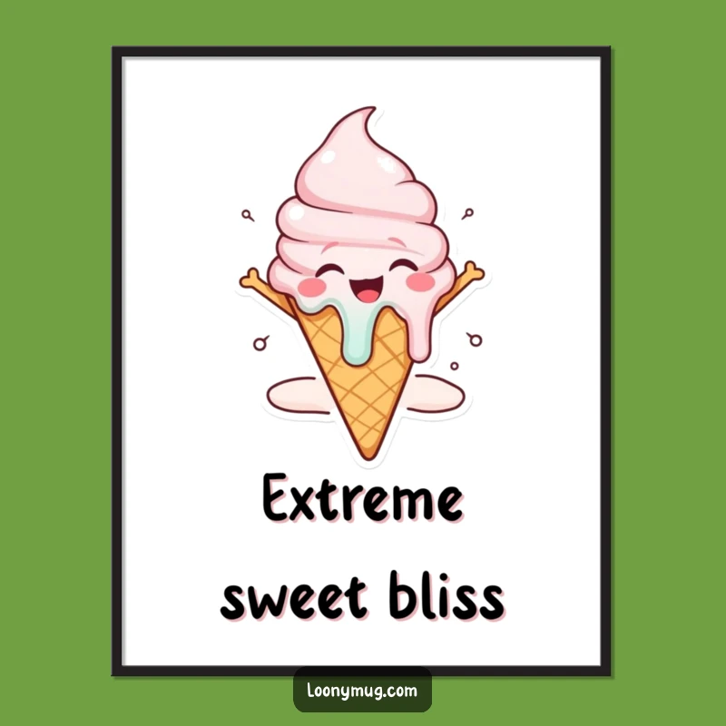 Funny Melting Ice Cream Poster: Joyful Character Art for a Happy Home