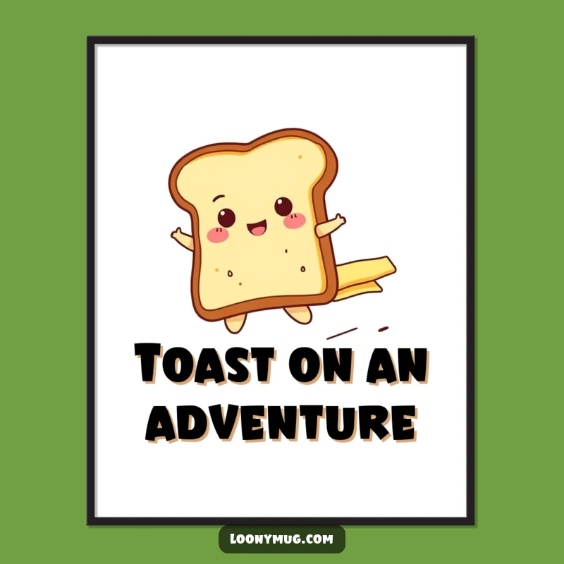 Funny Cheerful Toast Butter Ride Poster - Whimsical Wall Art for Breakfast Lovers!