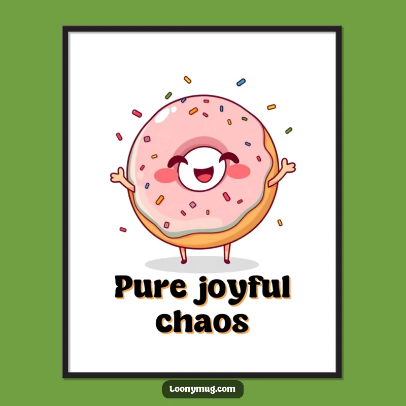 Funny Giggling Donut Poster: Juggling Sprinkles Art for Sweet Spaces