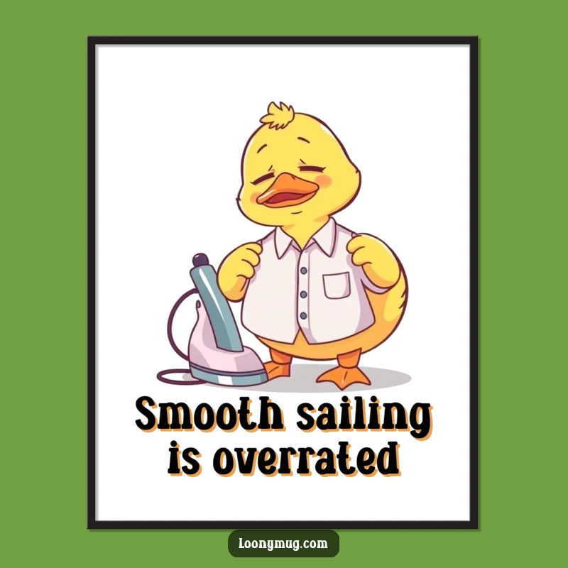 Funny Rubber Duck Ironing Poster: Decorate Your Space with This Hilarious Domestic Scene
