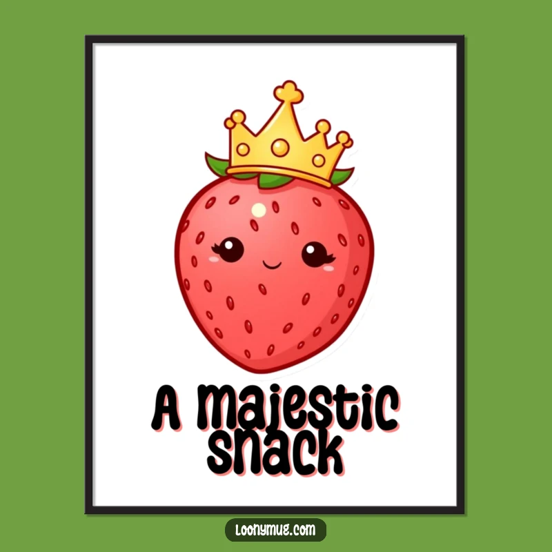 Funny Strawberry Crown Art Poster: Royal Berry's Imperious Stare - Wall Decor Gift!