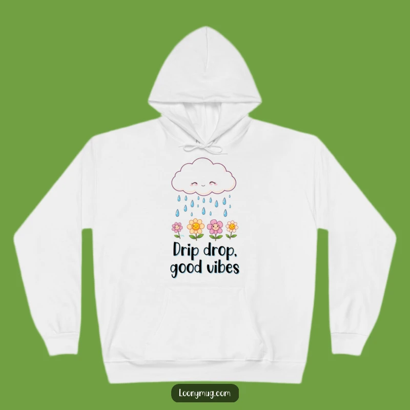Funny Cloud & Flower Hoodie: Cozy Comfort with Smiling Raindrops