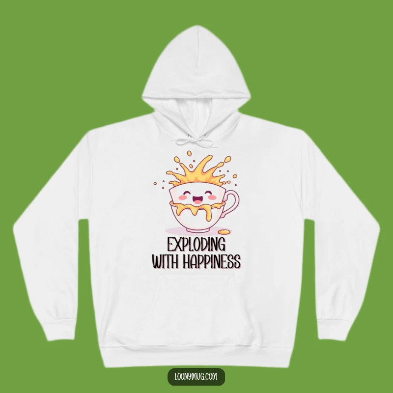 Funny Cheerful Teacup Hoodie - Cozy Spill Explosion Warm Gift Hoodie