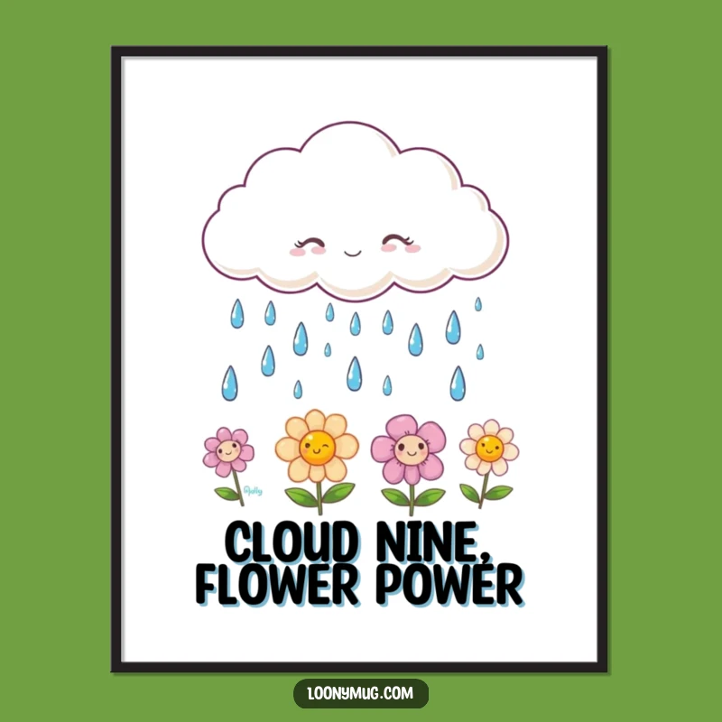 Funny Free Printable Wall Art: Smiling Raindrops Cloud - Whimsical Downloadable Decor