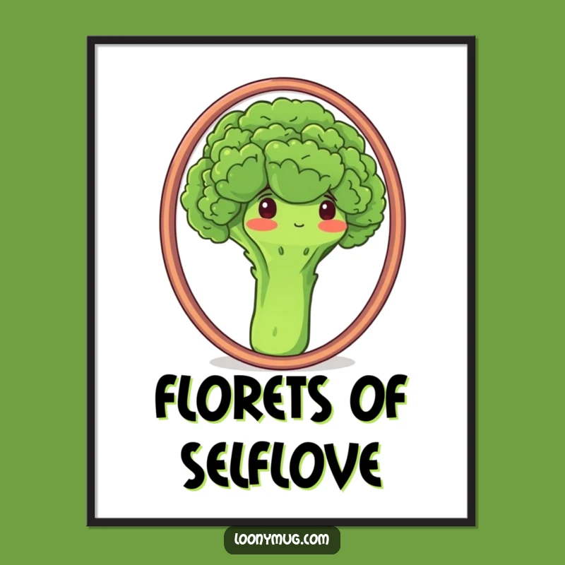 Free Printable Wall Art: Confident Broccoli Self-Admiration Downloadable Art