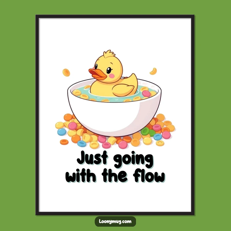 Free Printable Wall Art: Duck in Cereal Bowl - Funny Downloadable Decor