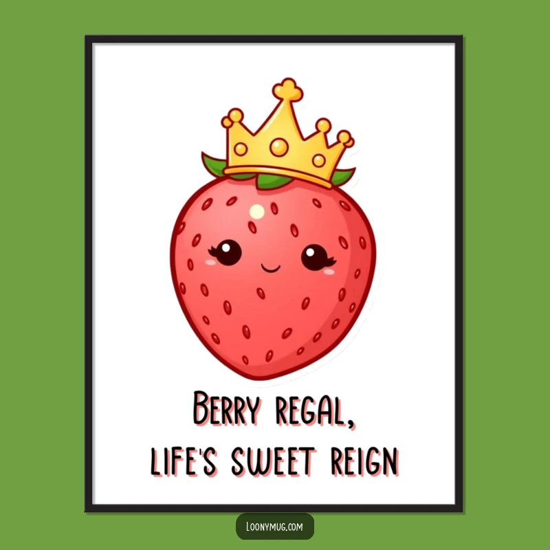 Free Printable Wall Art: Royal Strawberry, Humorous Downloadable Art Print for Decor