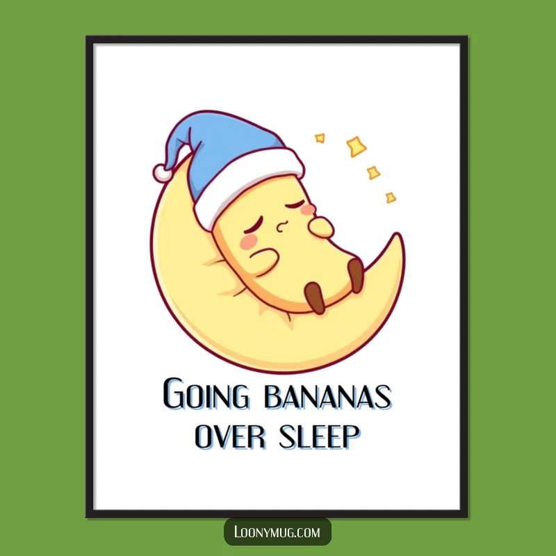 Free Printable Wall Art: Sleepy Banana Snooze - Funny Downloadable Decor