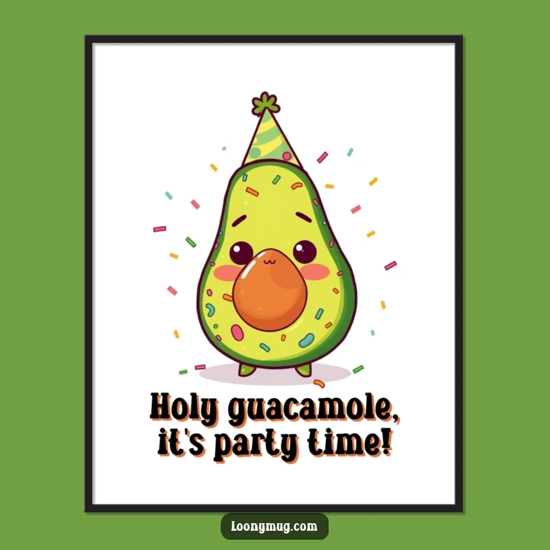 Free Printable Wall Art: Surprised Avocado Party - Funny Downloadable Decor