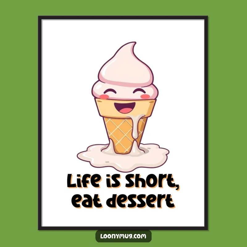 Free Printable Ice Cream Cone Wall Art - Funny Dessert Decor Downloadable Poster