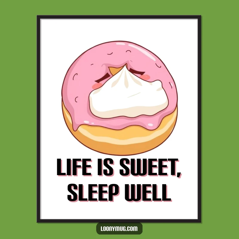 Free Printable Wall Art: Sleepy Donut Pillow - Funny Downloadable Decor