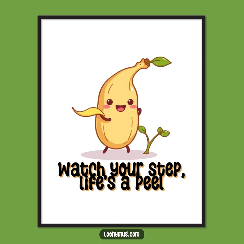 Free Printable Wall Art: Banana Peel Prankster, Humorous Downloadable Art Print for Walls